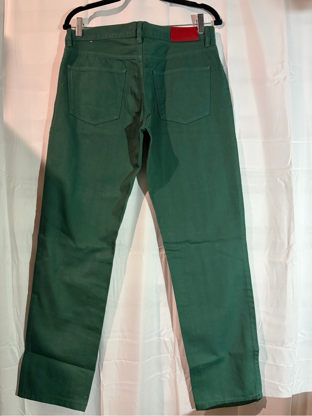 Lacoste Forest Green Cotton Pants with Leather Waist Patch